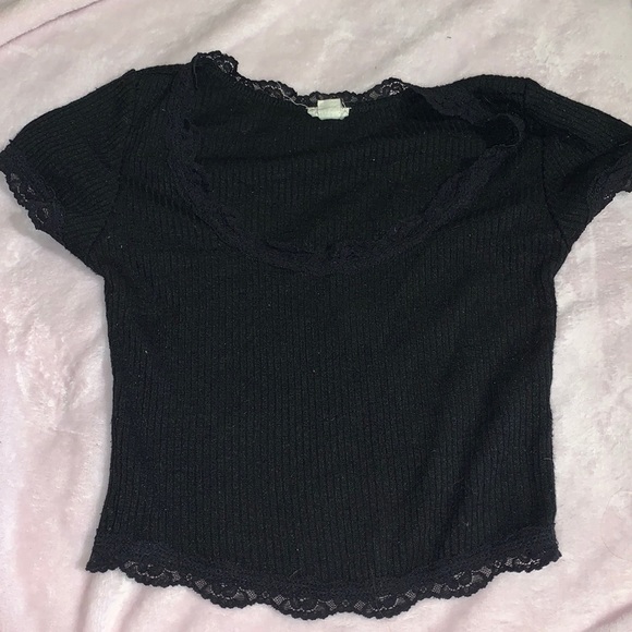GARAGE XS black lace trim crop top - Picture 1 of 5